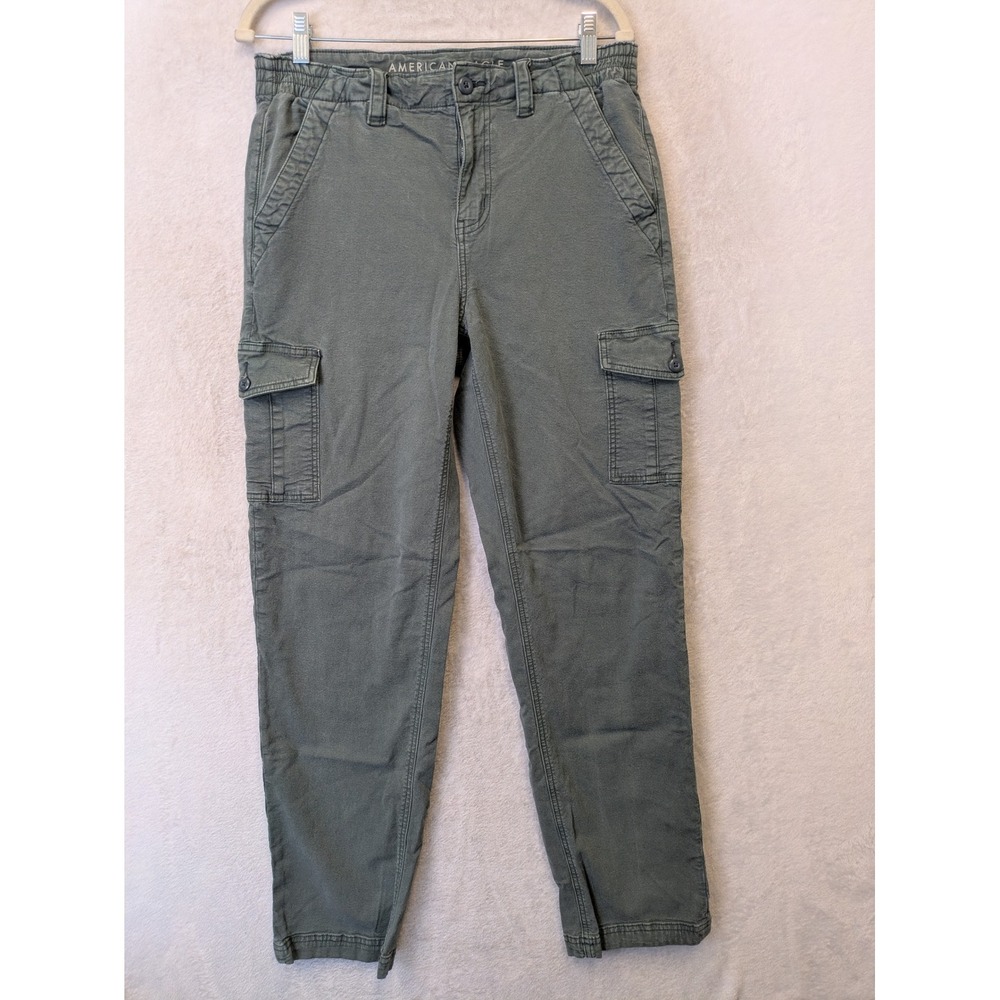 American Eagle Cargo Pants Women's 8 Olive Green Stretch High Rise Utility Slim